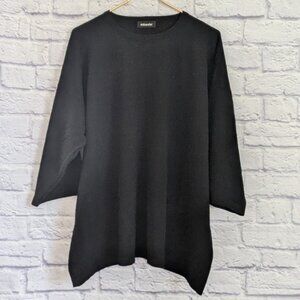 Eskandar Merino Wool Tunic Sweater OS Black Knit Long Sleeve Oversized Designer